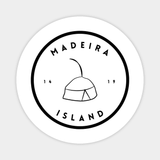 Madeira Island 1419 logo with the traditional folklore hat/carapuça in black & white Magnet